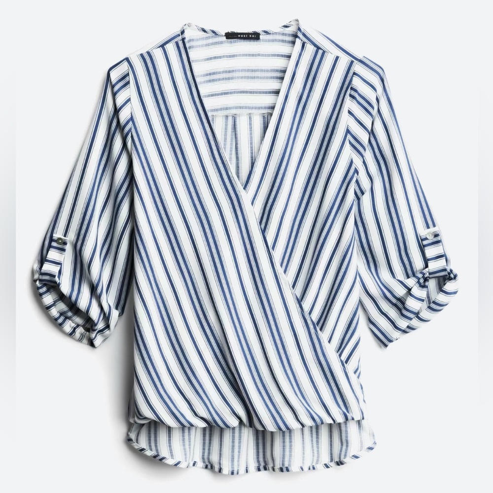 Allan Surplice Rolltab High Low Blouse
